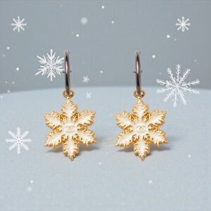 Chanel Authentic Gold Snowflake Earrings with Box
